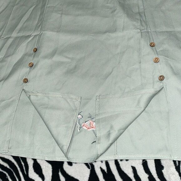 Vintage mint green front slit midi a line trad modest elegant high waisted skirt - Picture 8 of 11